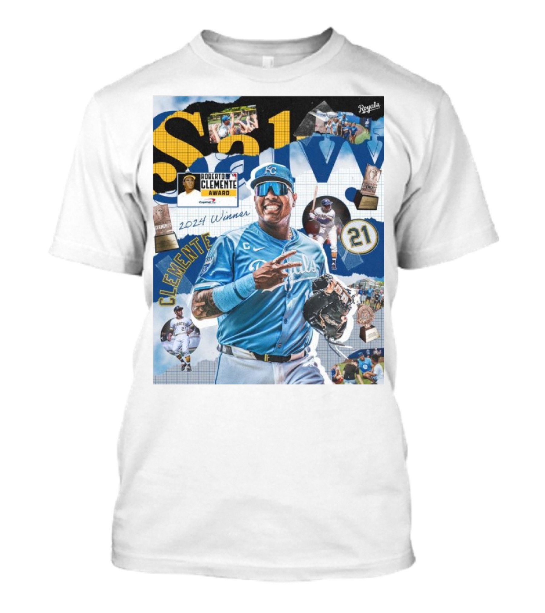 Kansas City Royals Salvy Salvador Perez 2024 Roberto Clemente Award Winner T-Shirt