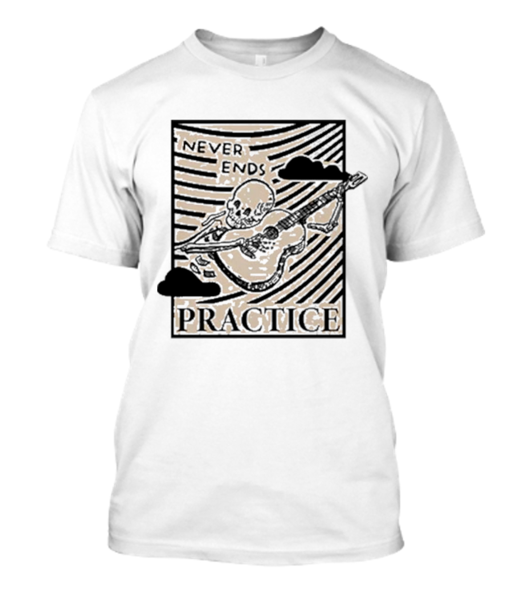 Lindy Day Skeleton Guitar Practice Never Ends T-Shirt