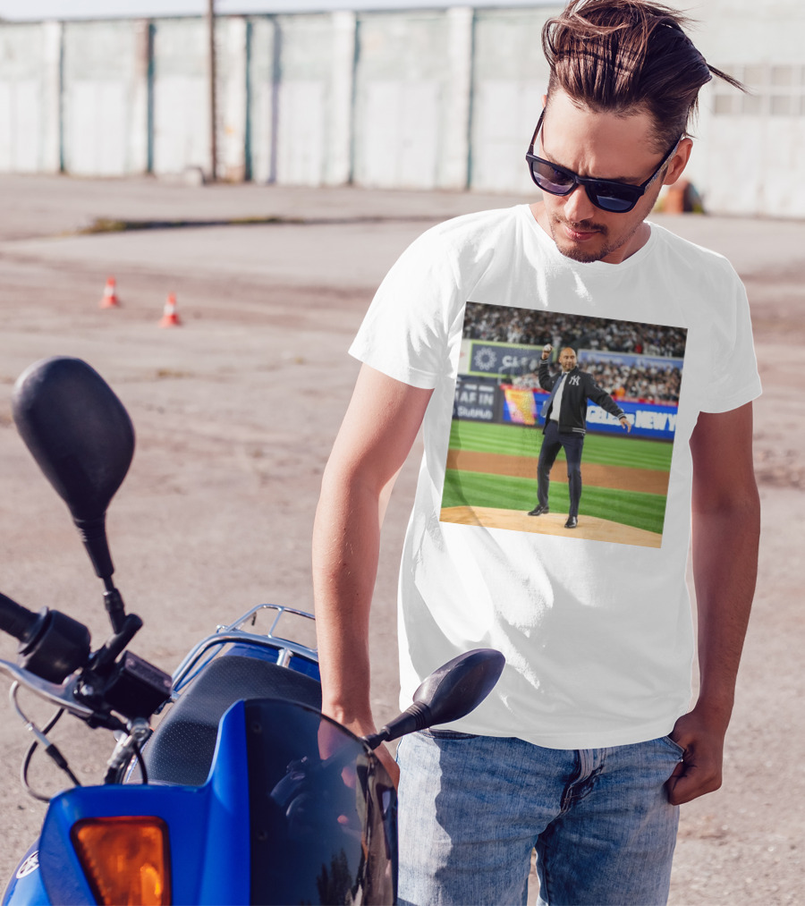 New York Yankees Celebration With Derek Jeter Hall Of Famer Ceremonial First Pitch T-Shirt