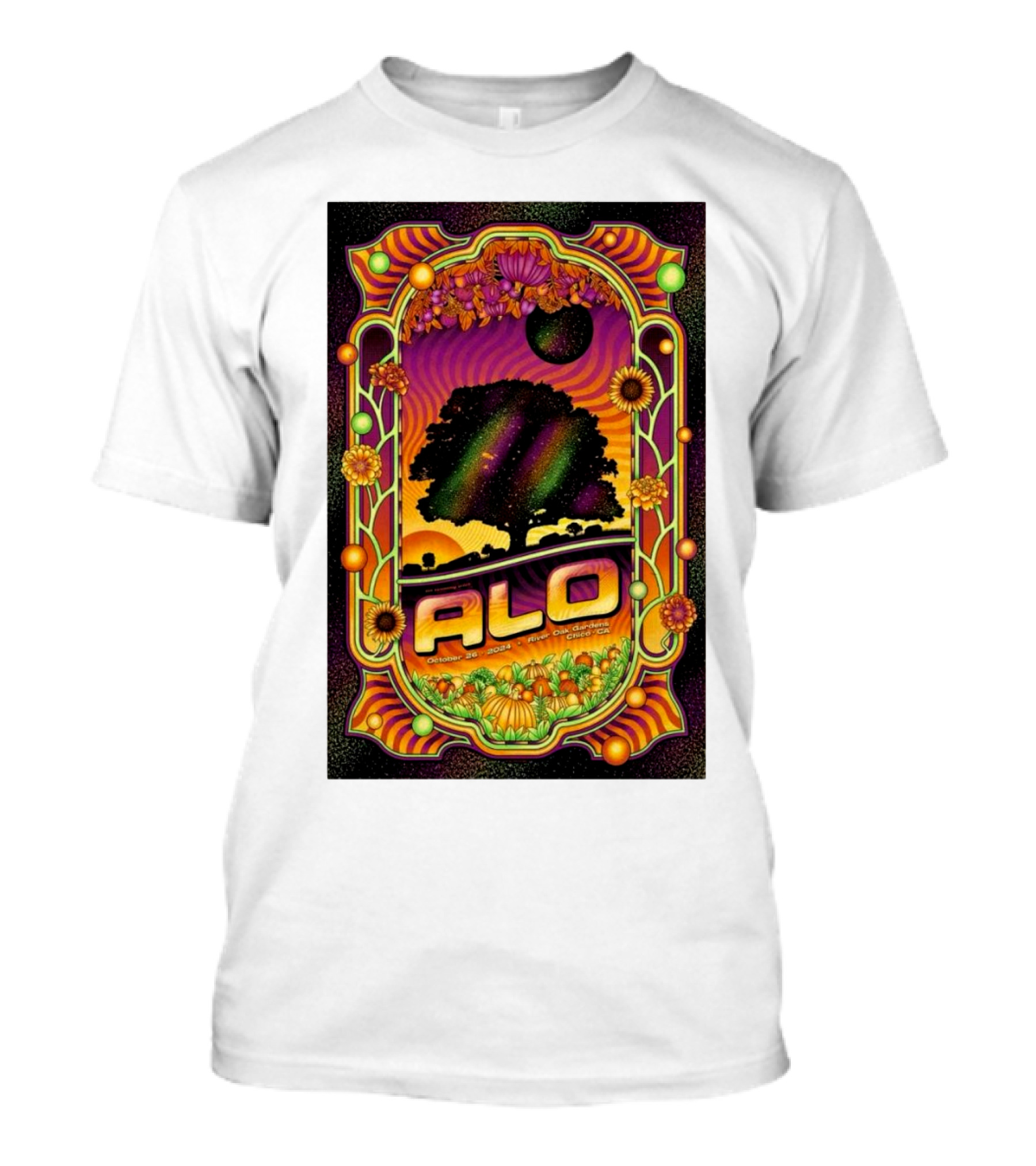 ALO Animal Liberation Orchestra Chico CA Oct 26 2024 Psychedelic Tree Sunflowers T-Shirt
