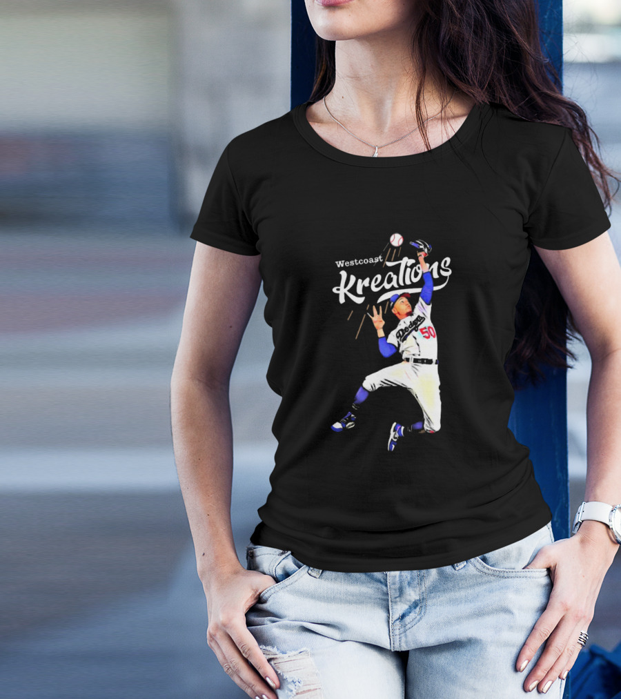 Mookie Betts Los Angeles Dodgers Westcoast Kreations Catching Action T-Shirt