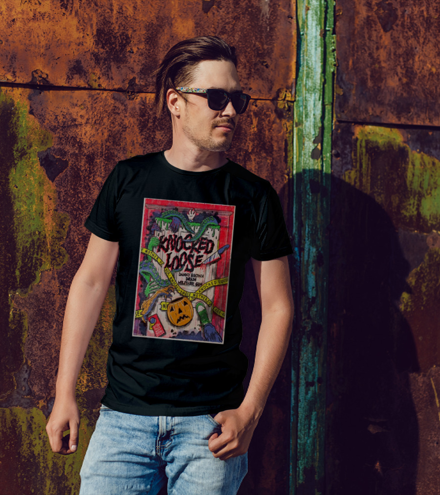 Knocked Loose Danny Brown Drain Militarie Gun Tour Chicago IL Nov 1 2024 Halloween T-Shirt