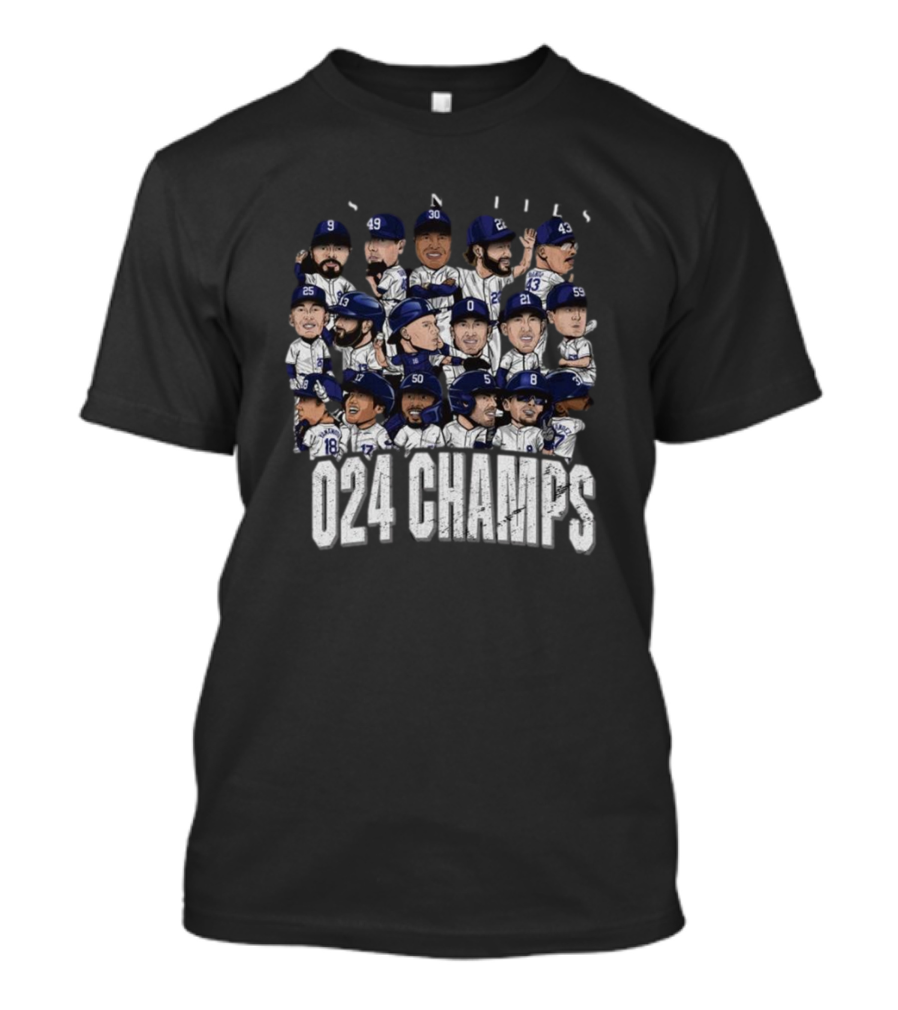 Los Angeles Dodgers Baseball 2024 Champs Players Caricatures Vintage T-Shirt