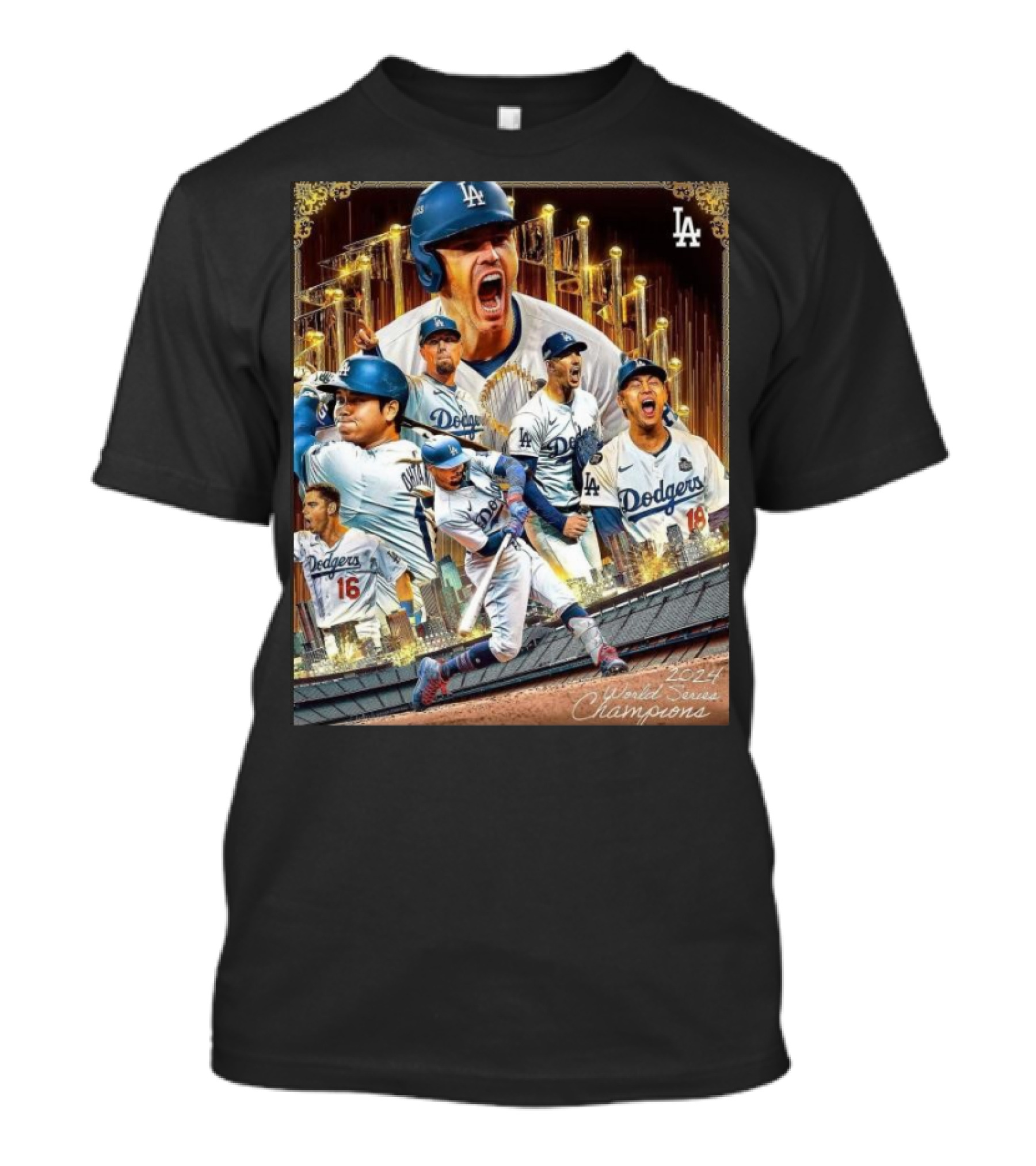 Dodgers 2024 World Series Champions Victory Celebration Montage T-Shirt