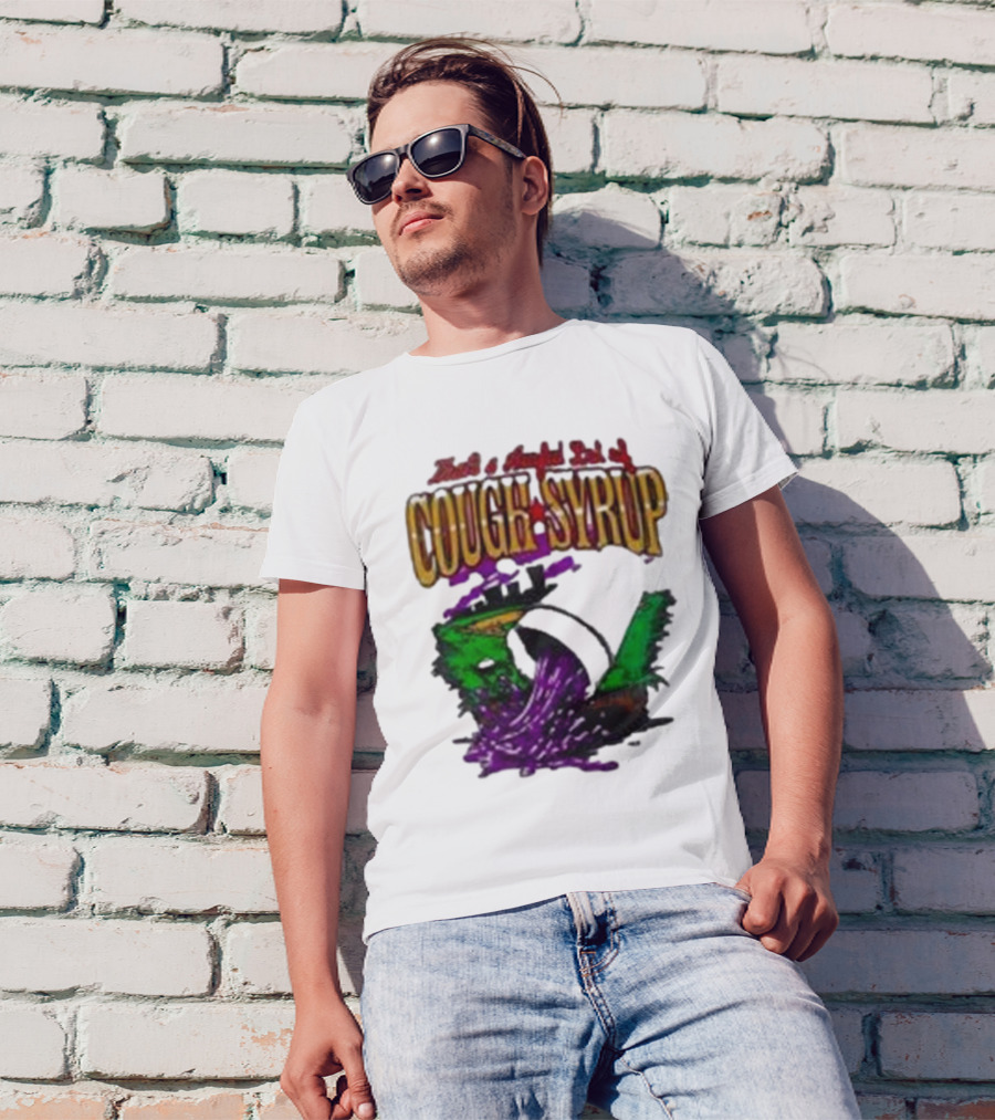 Baseball That’s A Awful Lot Of Cough Syrup Cityscape And Pouring Purple Liquid T-Shirt