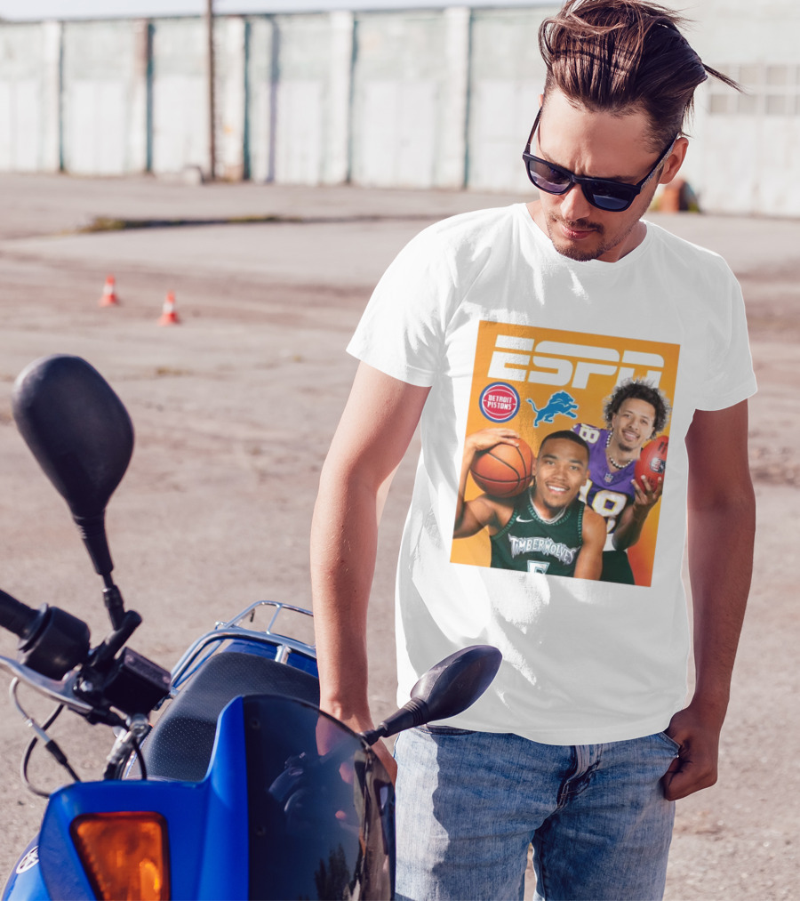 Cade Cunningham Amon Ra St. Brown ESPN Detroit Pistons Lions Timberwolves T-Shirt