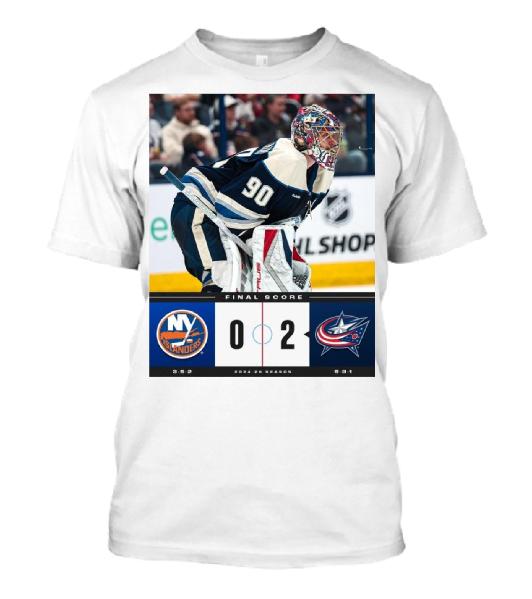 New York Islanders 0-2 Columbus Blue Jackets NHL 2023-24 Season Final Score T-Shirt