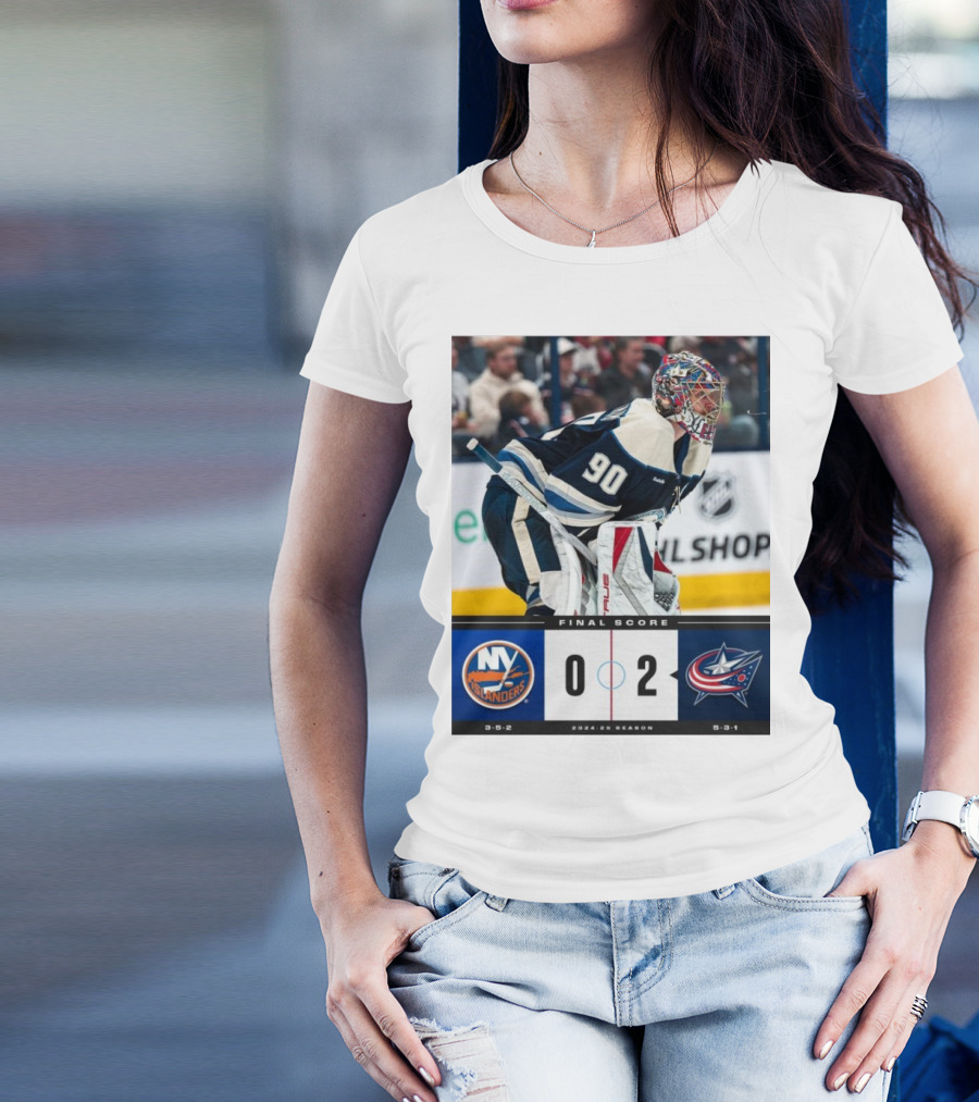 New York Islanders 0-2 Columbus Blue Jackets NHL 2023-24 Season Final Score T-Shirt