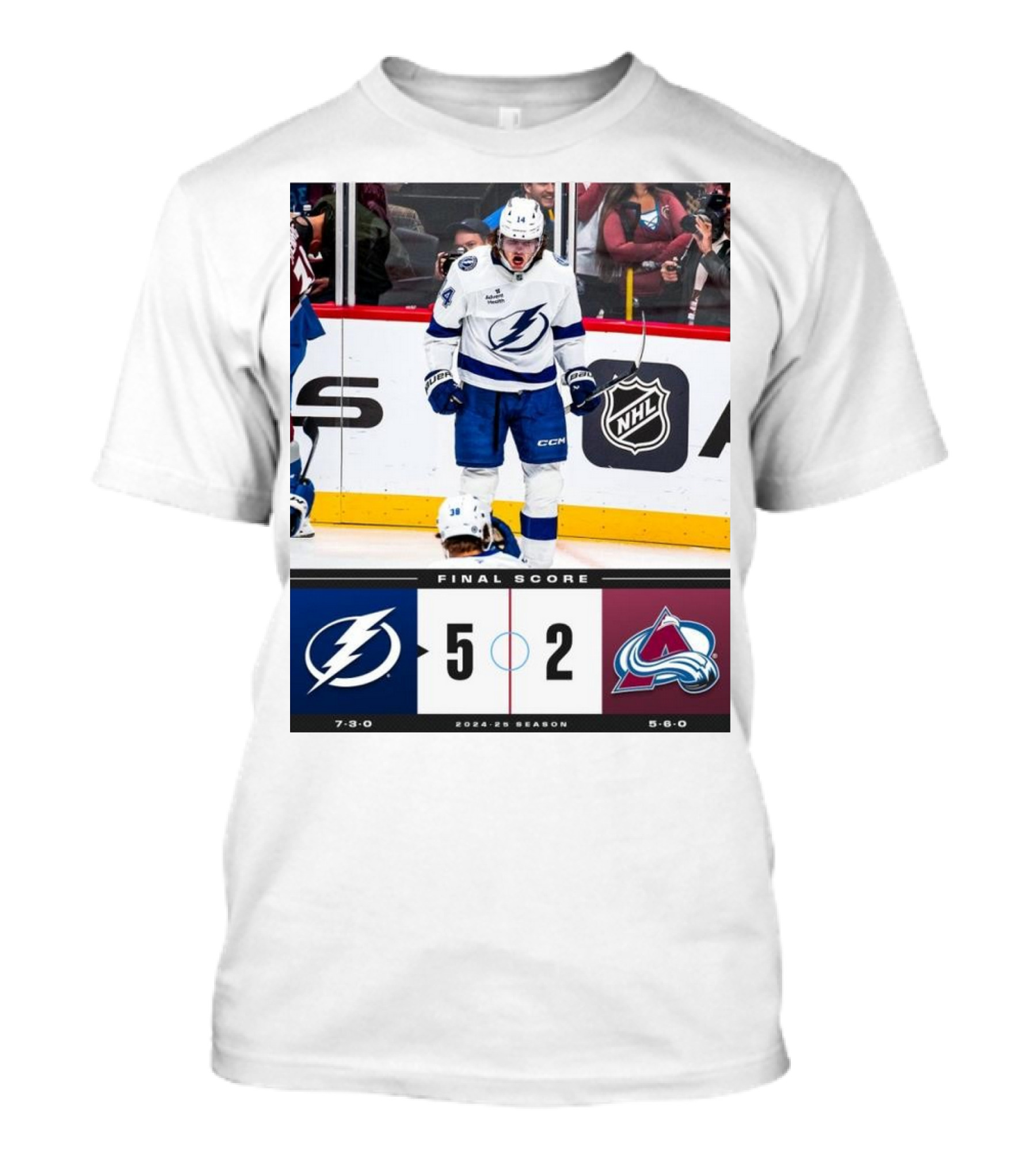 Tampa Bay Lightning 5-2 Colorado Avalanche Final Score 2023-24 NHL Season T-Shirt