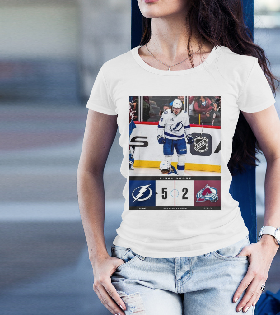 Tampa Bay Lightning 5-2 Colorado Avalanche Final Score 2023-24 NHL Season T-Shirt