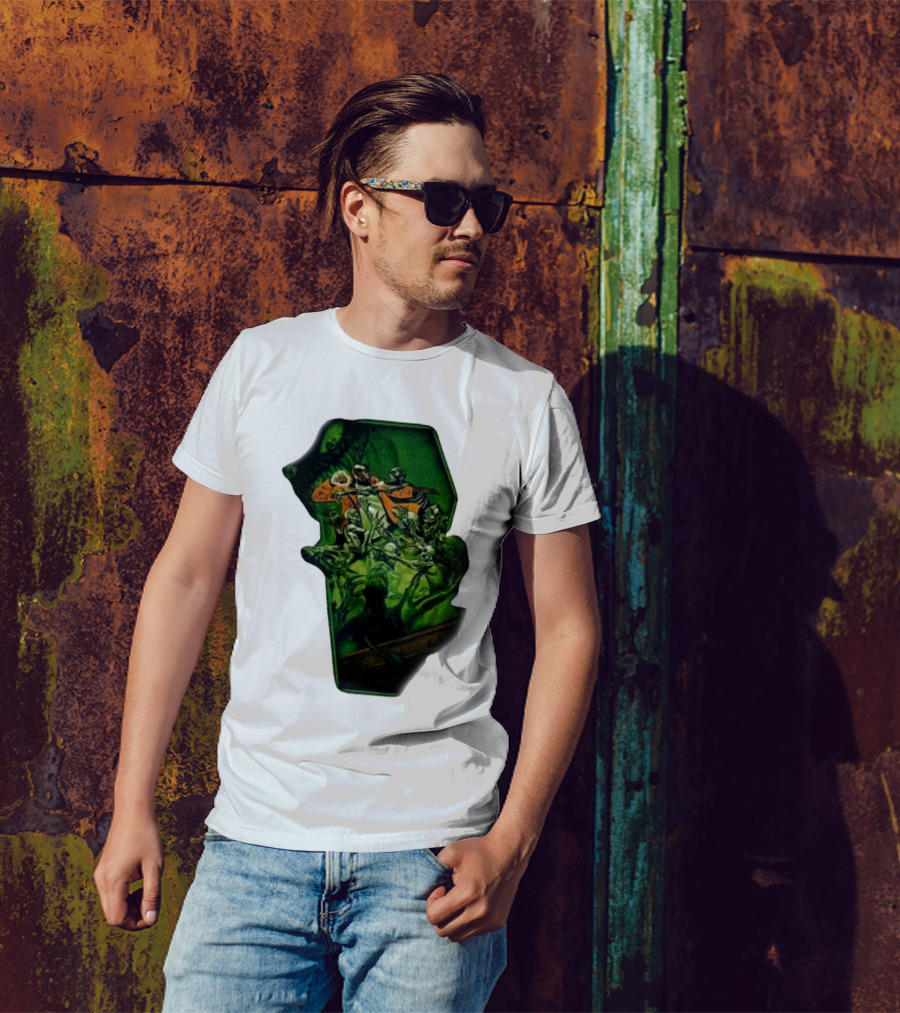 You Only Die 1nce SS Freddie Gibbs Zombie Battle Green Scene T-Shirt