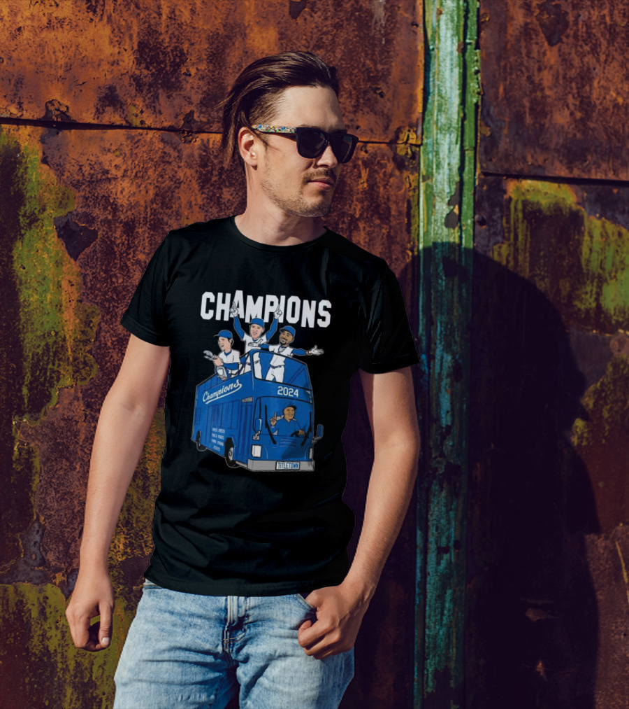 Champions 2024 Title Town Los Angeles Dodgers Bus T-Shirt