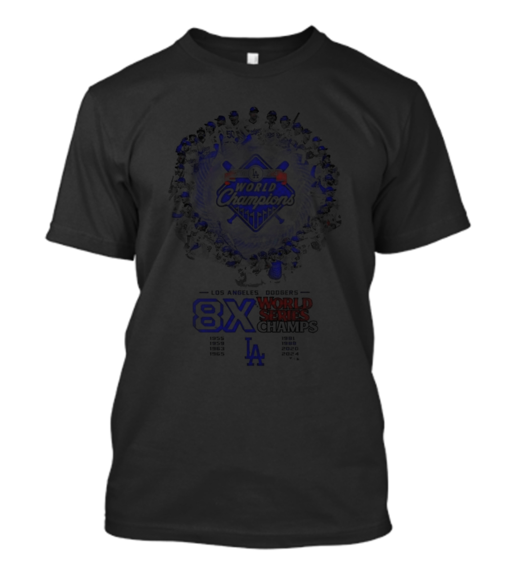 Los Angeles Dodgers 8x World Series Champions 2024 World Champions Baseball 1955-1988-2020-2024 T-Shirt