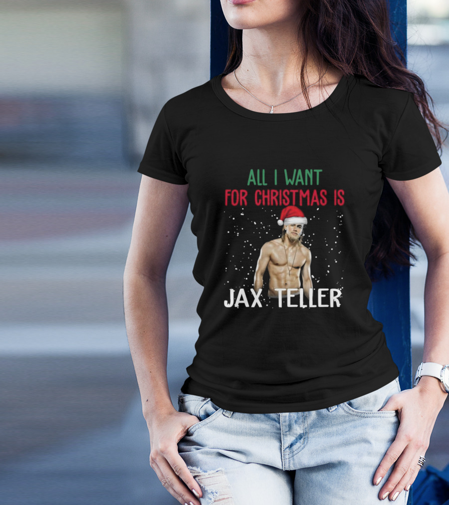 All I Want For Christmas Is Jax Teller Santa Hat Snowflakes T-Shirt