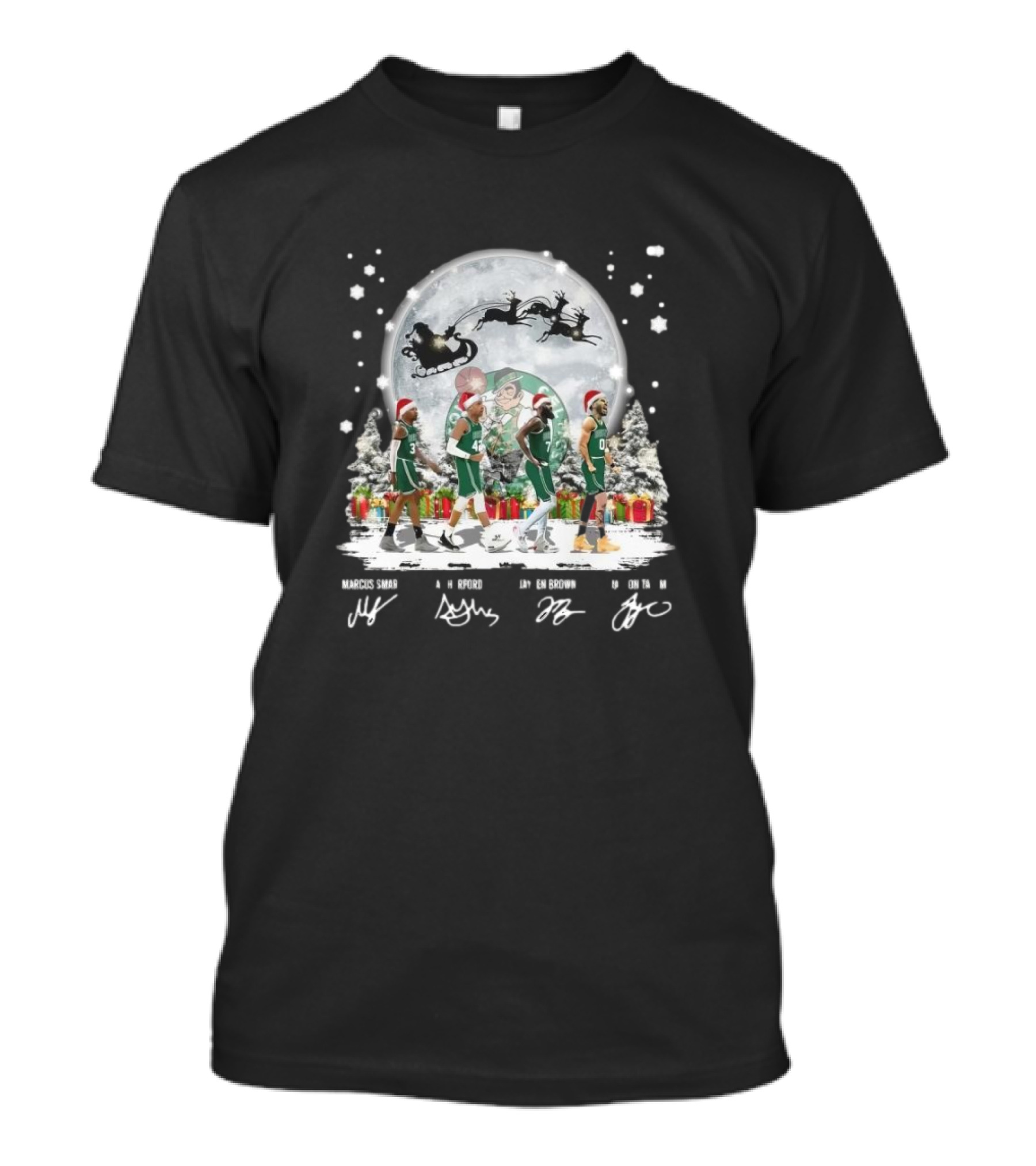 Boston Celtics Abbey Road Merry Christmas 2024 Signatures Marcus Smart Al Horford Jaylen Brown Jayson Tatum T-Shirt