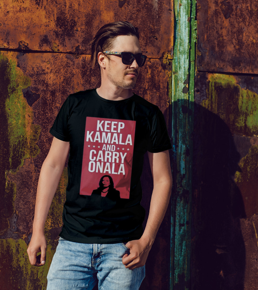 Harris Walz Keep Kamala And Carry Onala 2024 With Bold Red And Stars T-Shirt