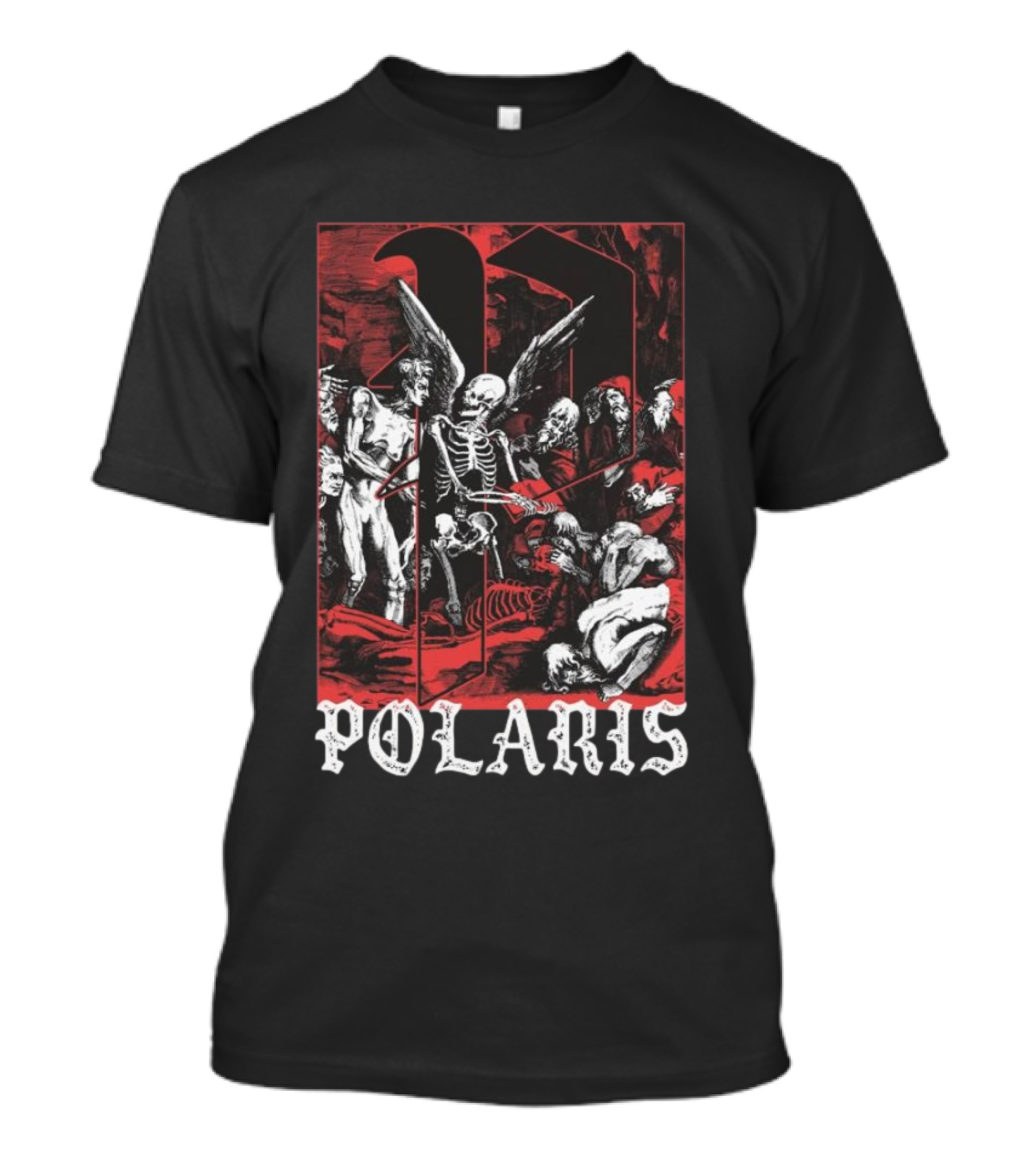 Polaris P Gothic Skeleton And Angels Art Down Right Merch T-Shirt