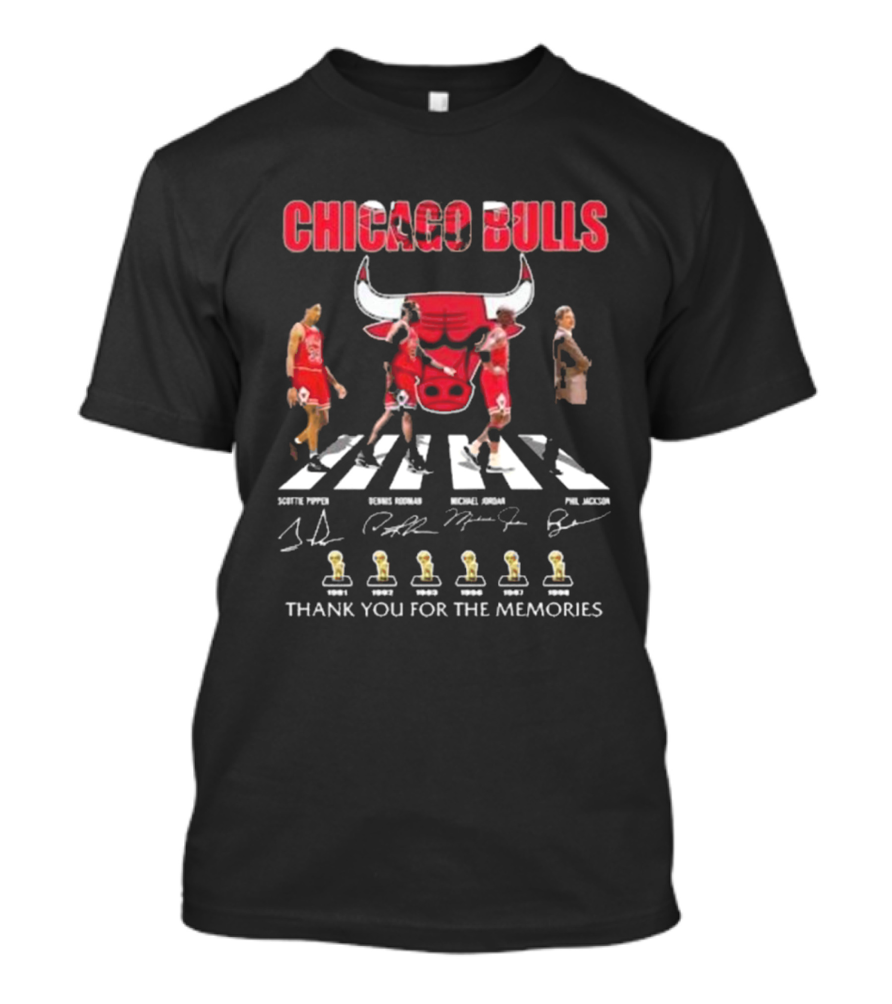 Chicago Bulls Legends Forever Pippen Rodman Jordan Jackson Thank You For The Memories 1991 1992 1993 1996 1997 1998 T-Shirt