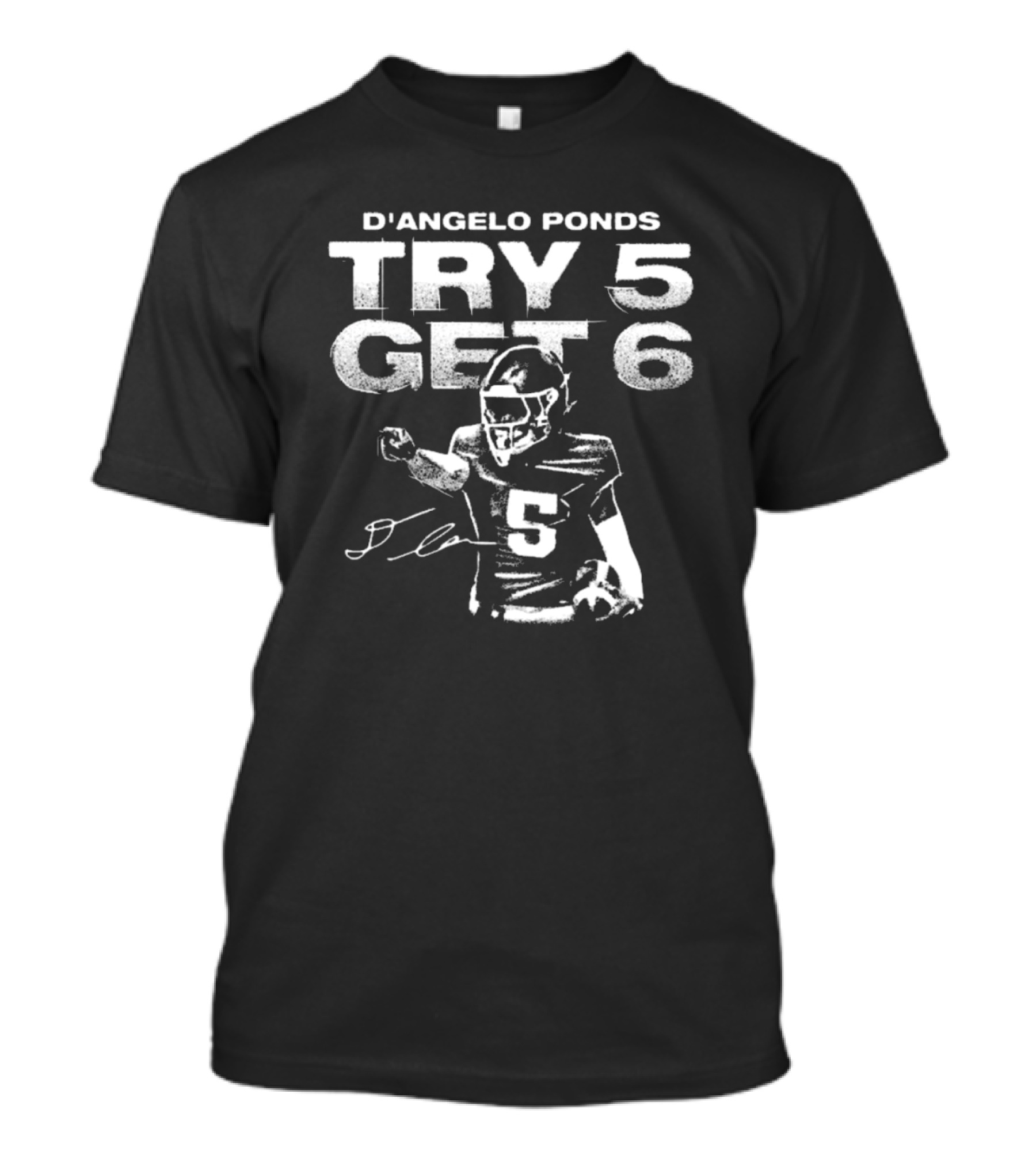 D'Angelo Ponds Try 5 Get 6 Indiana Hoosiers Football Signature T-Shirt