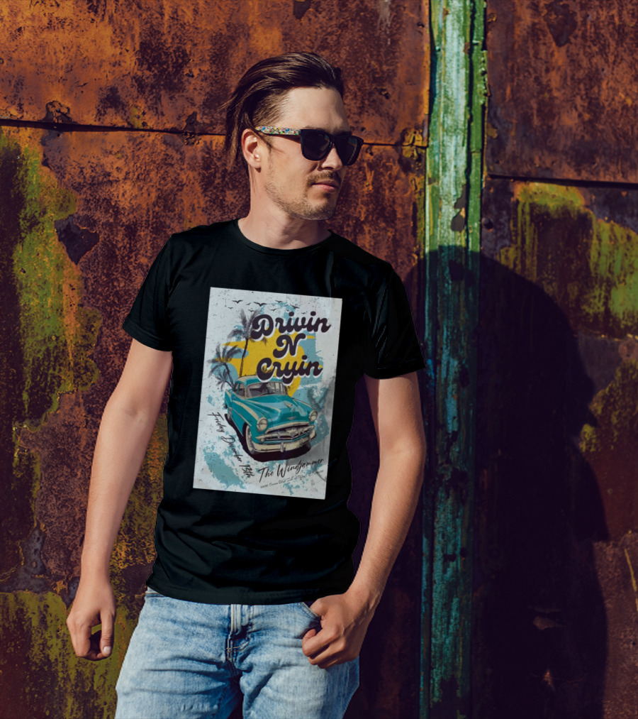 Drivin N Cryin Live At The Windjammer Isle Of Palms SC December 13 2024 Retro Car And Palm Trees T-Shirt