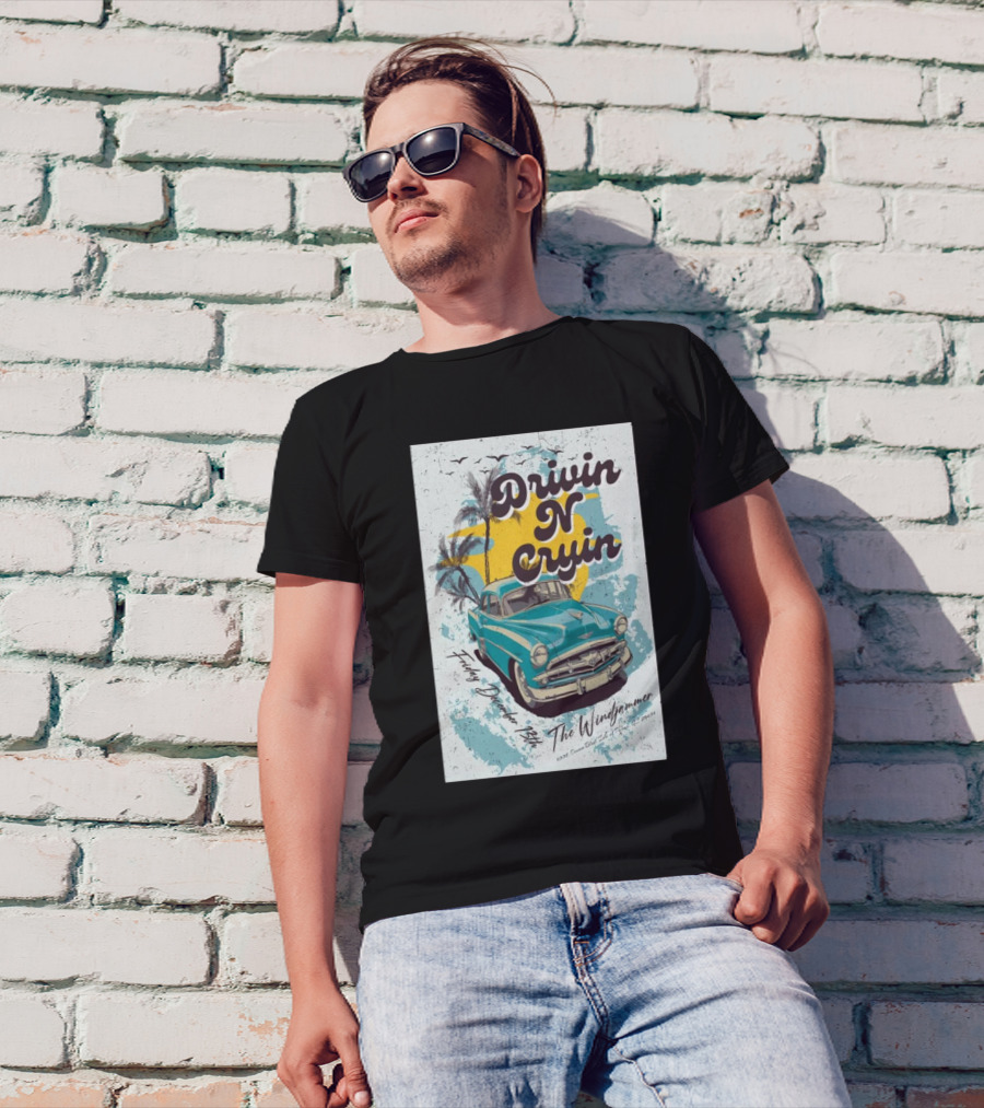 Drivin N Cryin Live At The Windjammer Isle Of Palms SC December 13 2024 Retro Car And Palm Trees T-Shirt