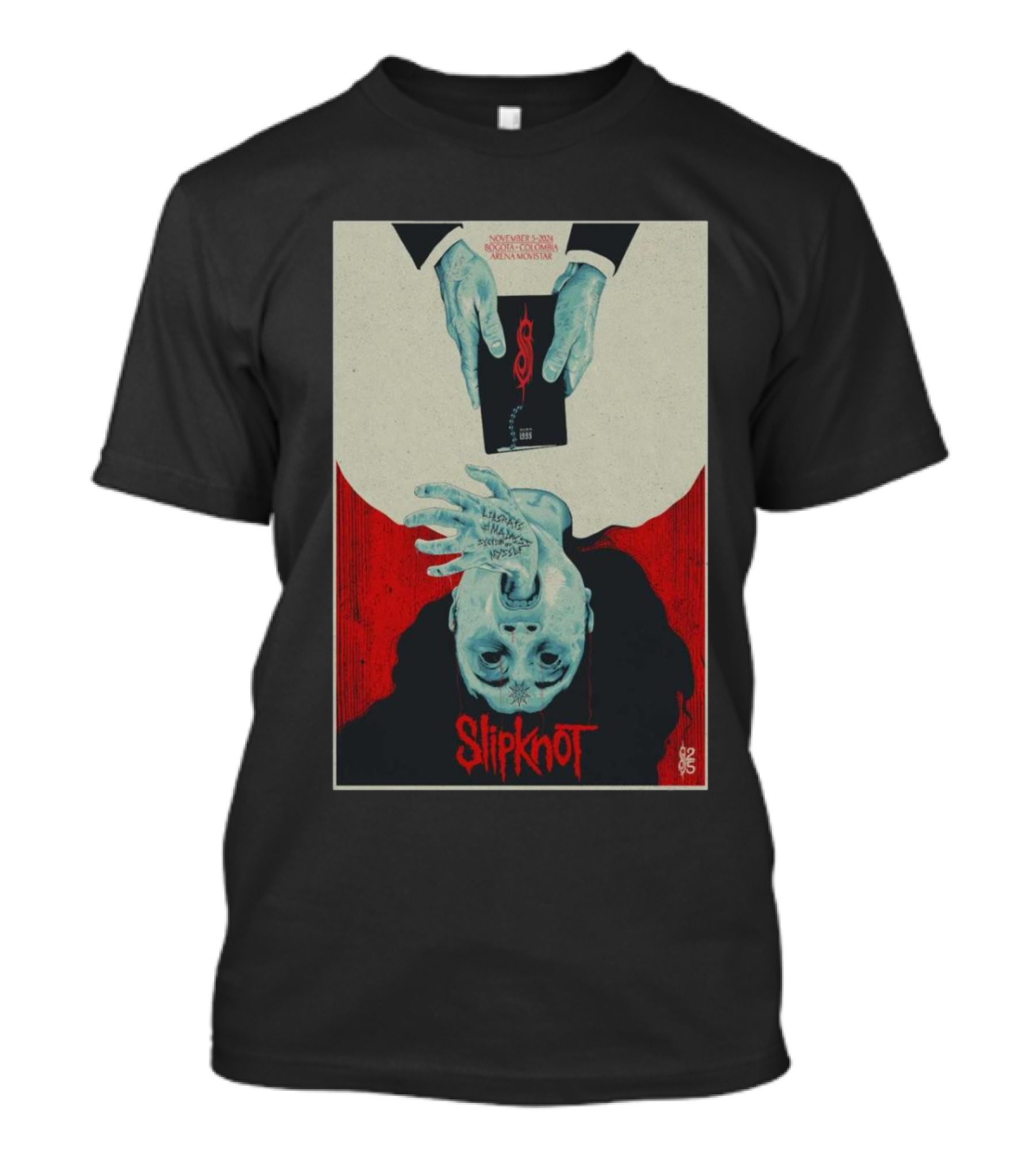 Slipknot Nov 5 2024 Movistar Arena Bogotá Colombia Red And Blue T-Shirt