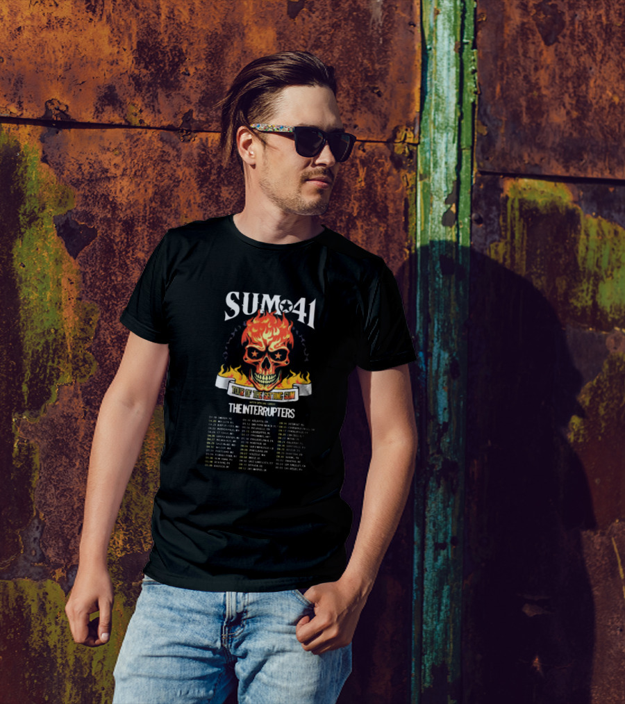 SUM 41 Tour Of The Setting Sun 2024-2025 Featuring The Interrupters With Skull Flames T-Shirt