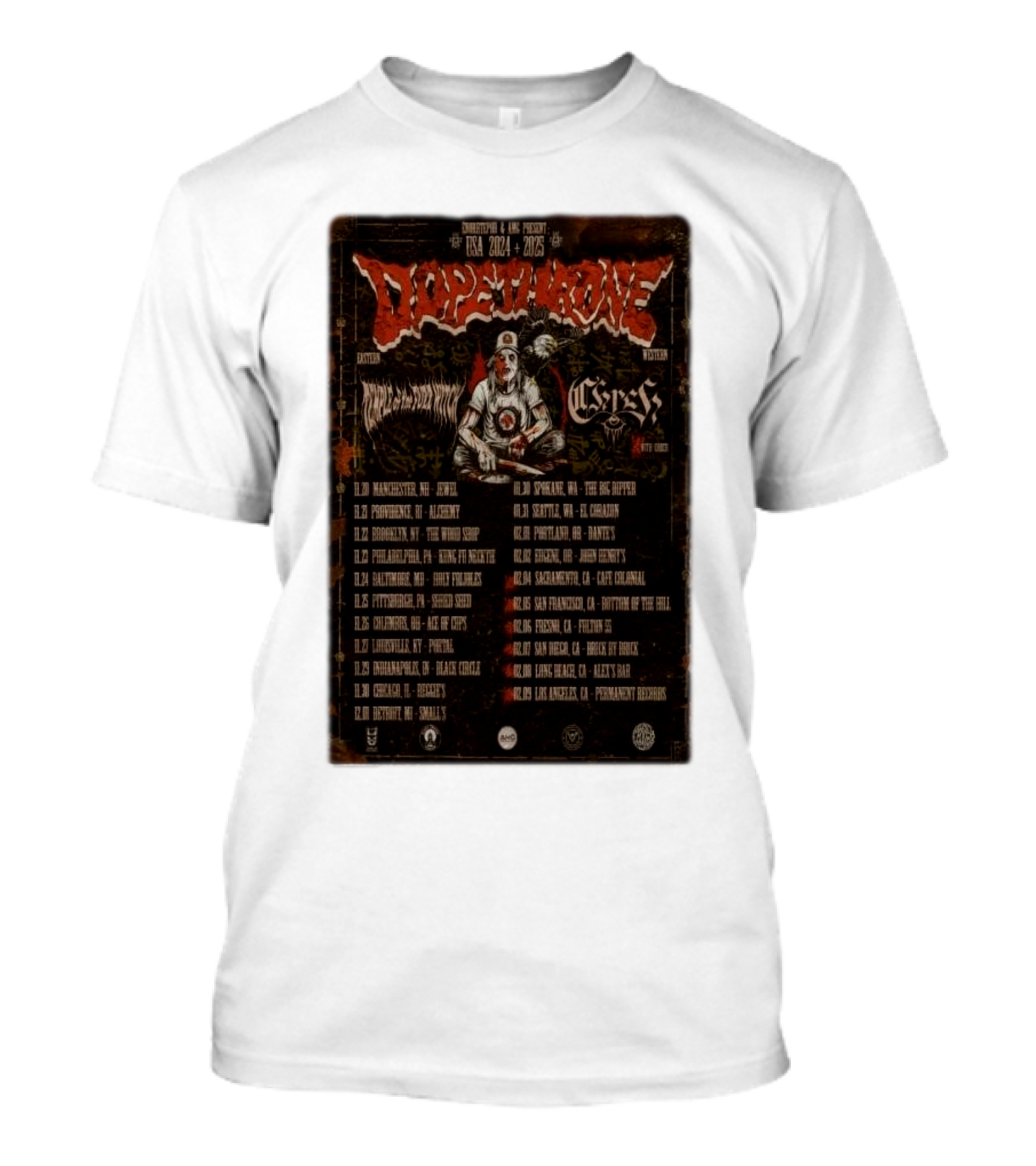 Dopethrone 2024-2025 USA Tour Temple Of The Fuzz Featuring Coven And Heavy Temple T-Shirt