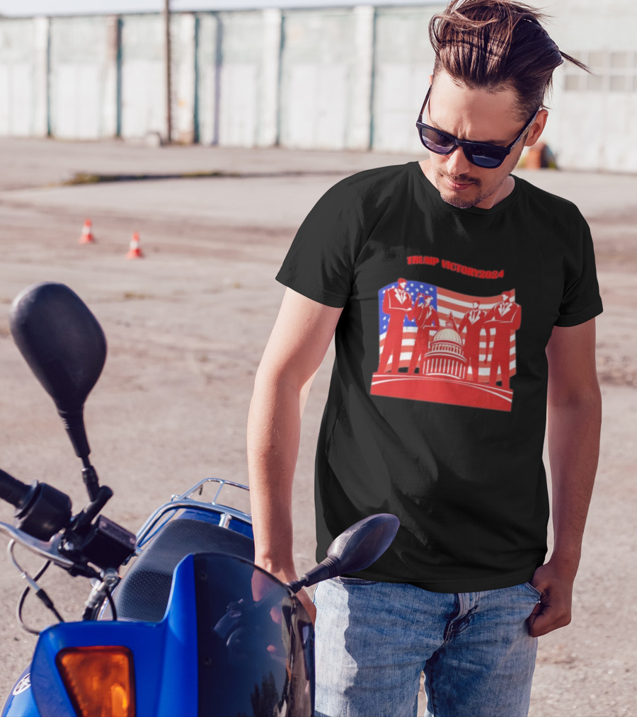 Trump Victory 2024 Patriotic Political American Flag Capitol T-Shirt