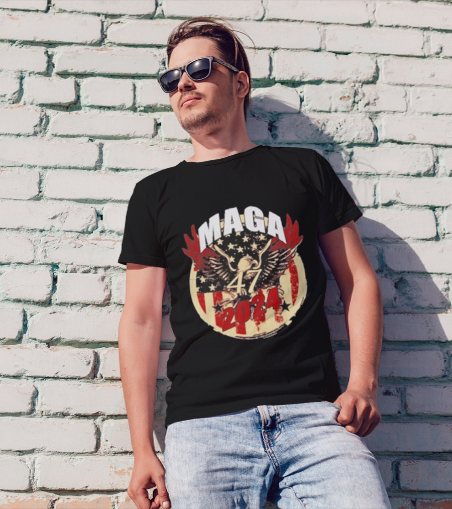 MAGA 47 2024 American Flag Eagle Stars T-Shirt