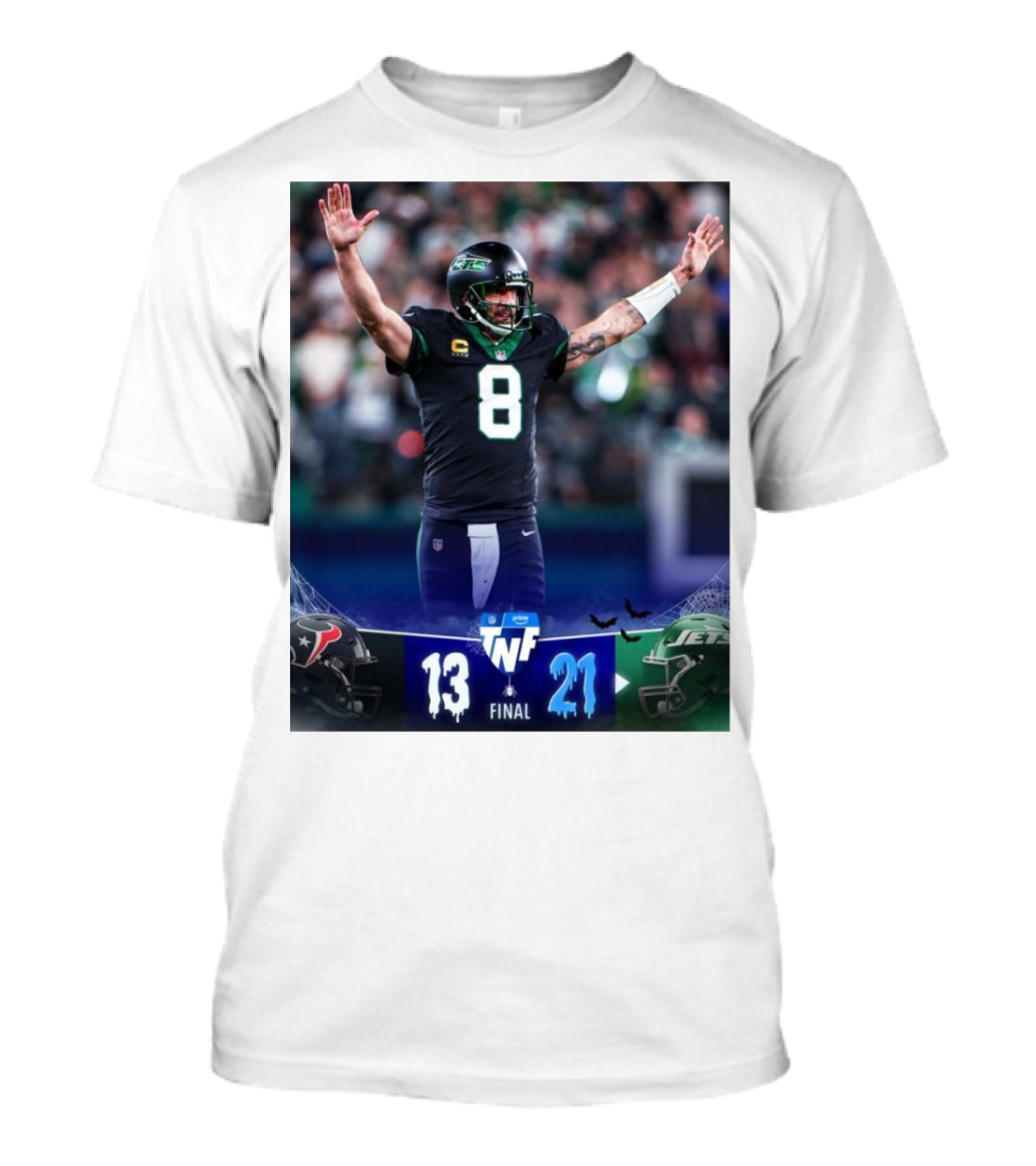 Aaron Rodgers Leads NY Jets To Victory Over Houston Texans 21-13 TNF Final With 3 TDs In 2nd Half T-Shirt