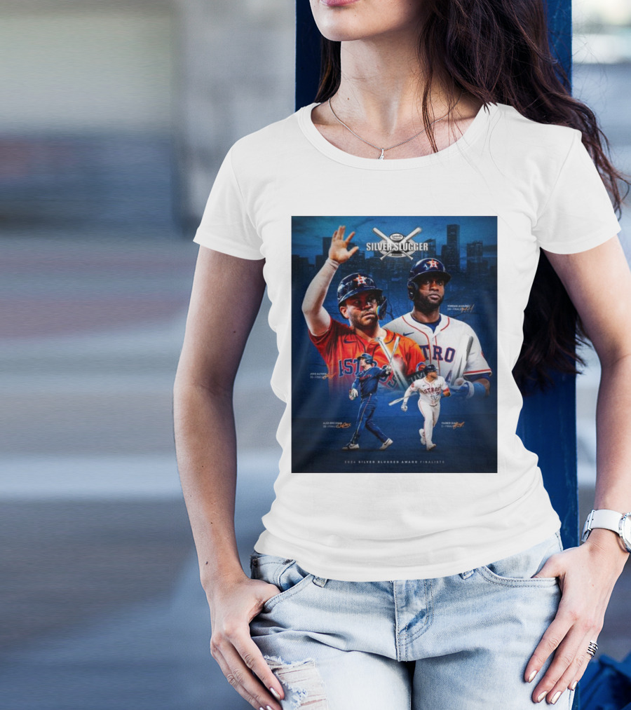 Altuve Alvarez Bregman Astros 2024 Silver Slugger Award Finalists Signatures T-Shirt