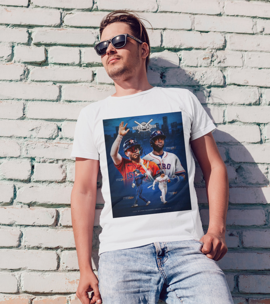 Altuve Alvarez Bregman Astros 2024 Silver Slugger Award Finalists Signatures T-Shirt