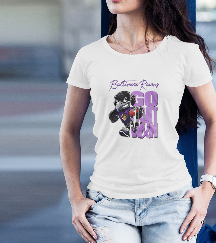 Baltimore Ravens Go Fight Win Pancreatic Cancer Awareness T-Shirt