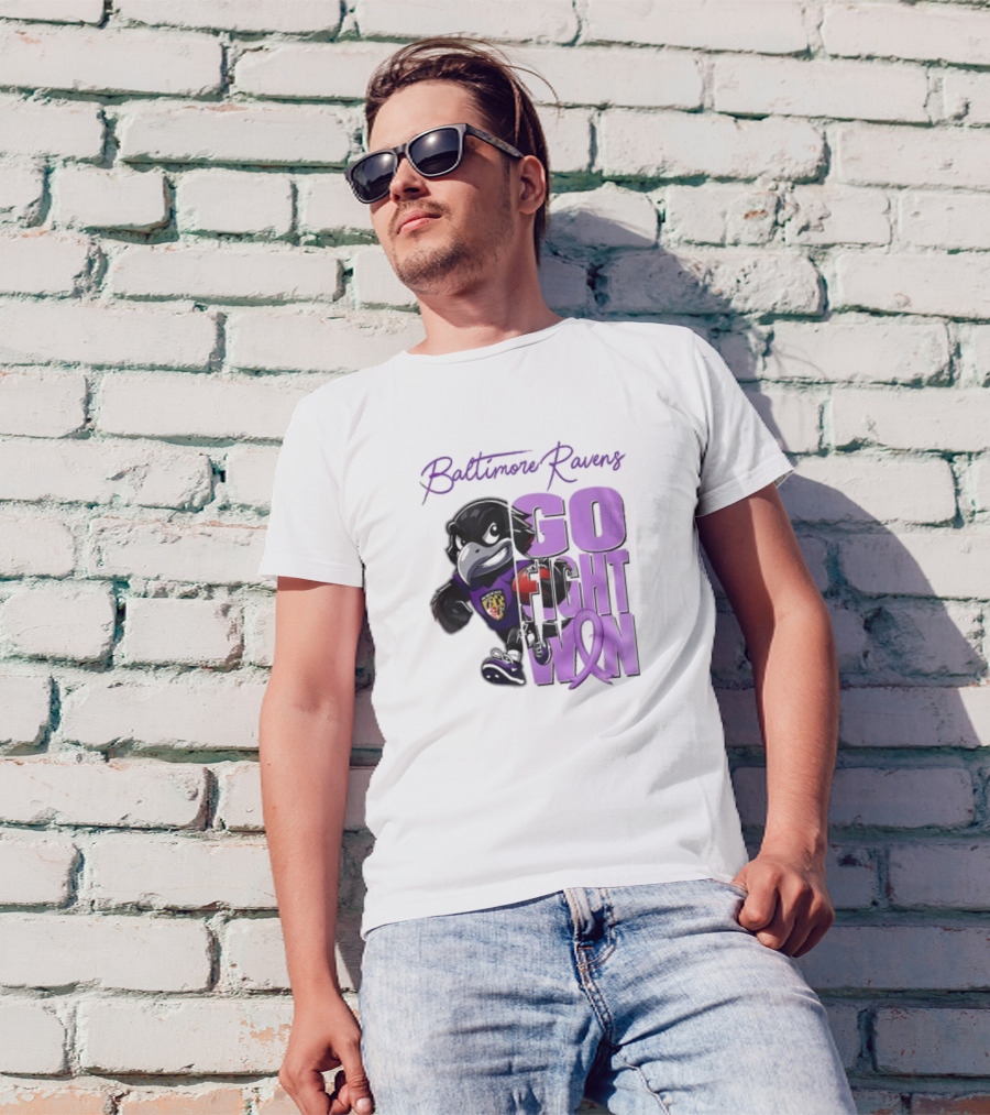 Baltimore Ravens Go Fight Win Pancreatic Cancer Awareness T-Shirt
