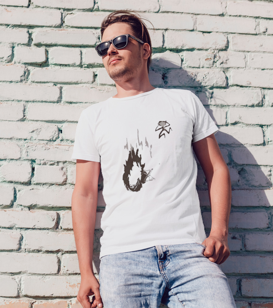 Big Trouble Trouble Brown Running From Fiery Explosion T-Shirt