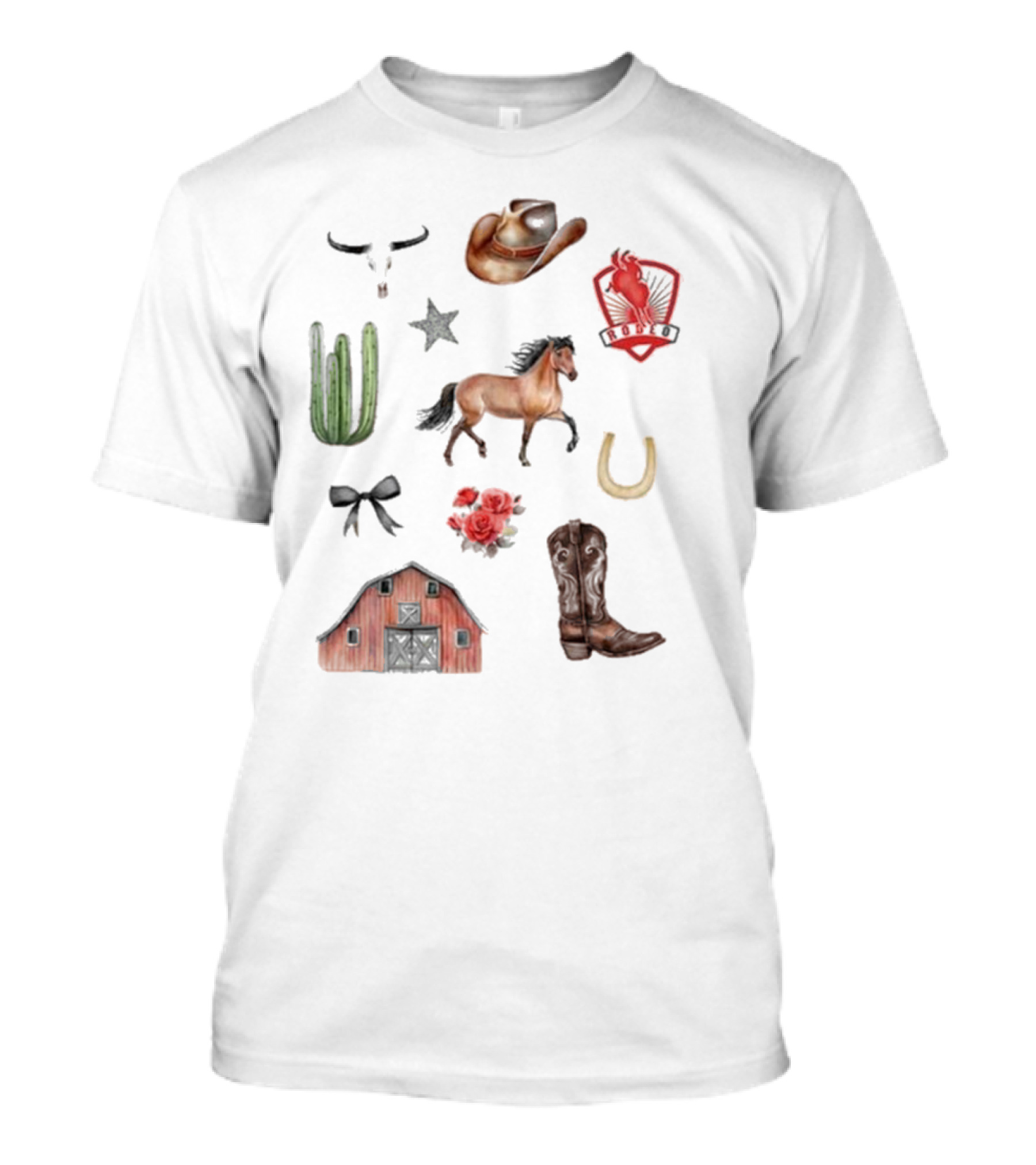 Cowboy Chestnut 2024 Horse Hat Boots Cactus Barn Rodeo Icon Collection T-Shirt