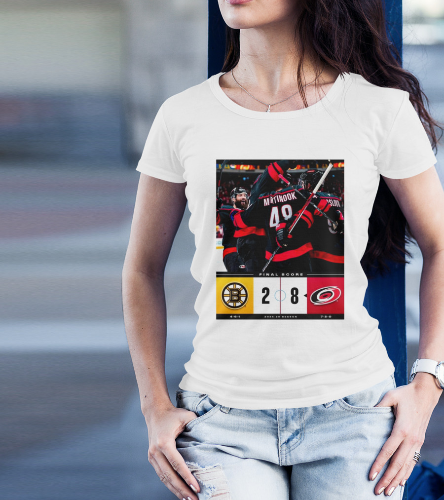 Boston Bruins 2-8 Carolina Hurricanes Final Score 2024-25 Season T-Shirt