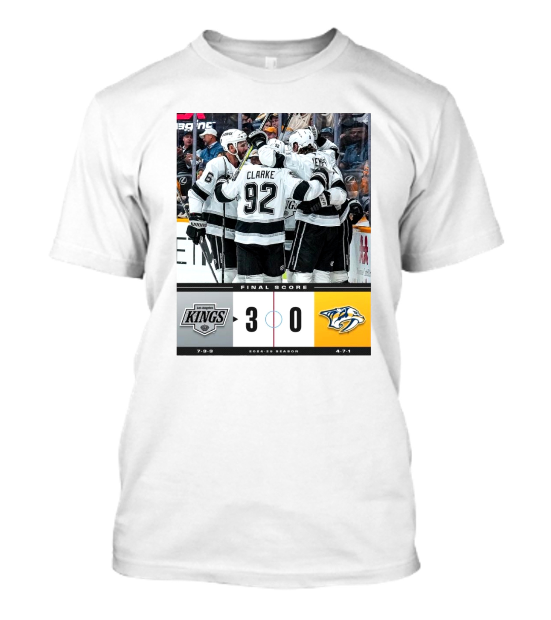 Final Score Los Angeles Kings 3-0 Nashville Predators NHL 2024-25 Season T-Shirt