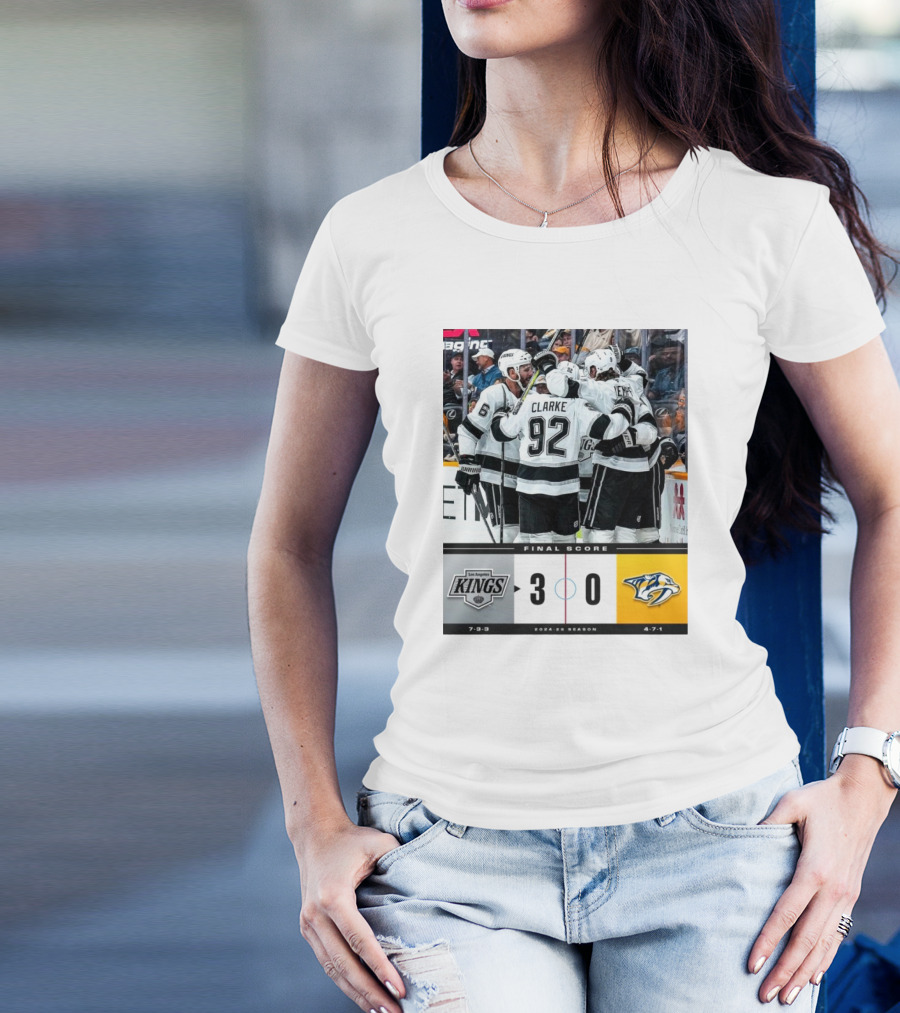 Final Score Los Angeles Kings 3-0 Nashville Predators NHL 2024-25 Season T-Shirt