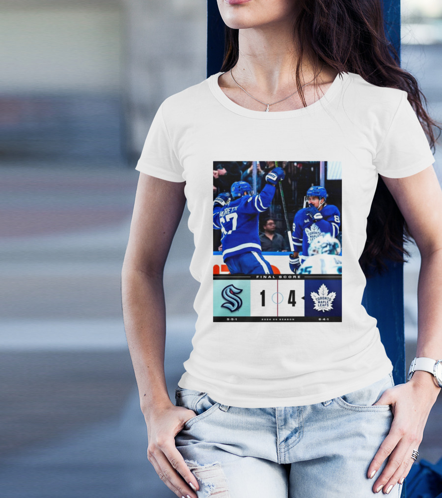 Final Score Seattle Kraken Vs Toronto Maple Leafs 1 4 2024 25 Season T-Shirt