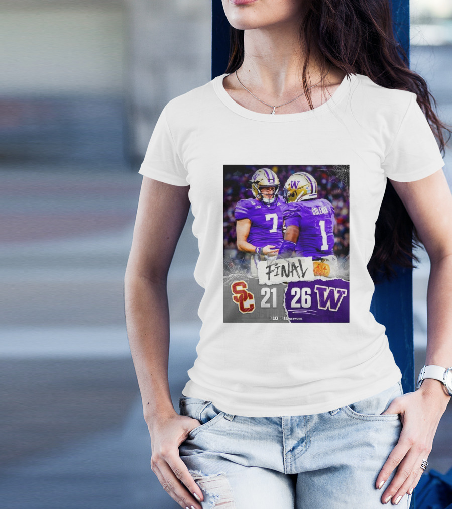 Final USC 21 Vs. Washington 26 B1G Dawg Dub T-Shirt