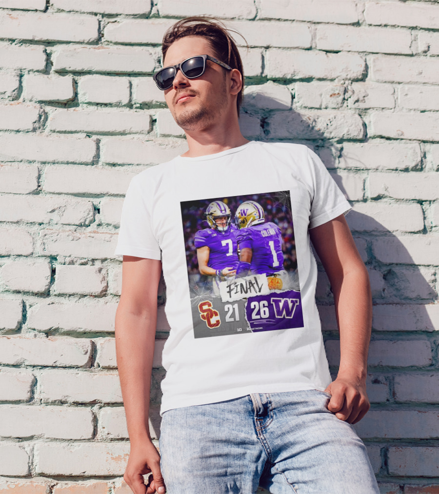 Final USC 21 Vs. Washington 26 B1G Dawg Dub T-Shirt