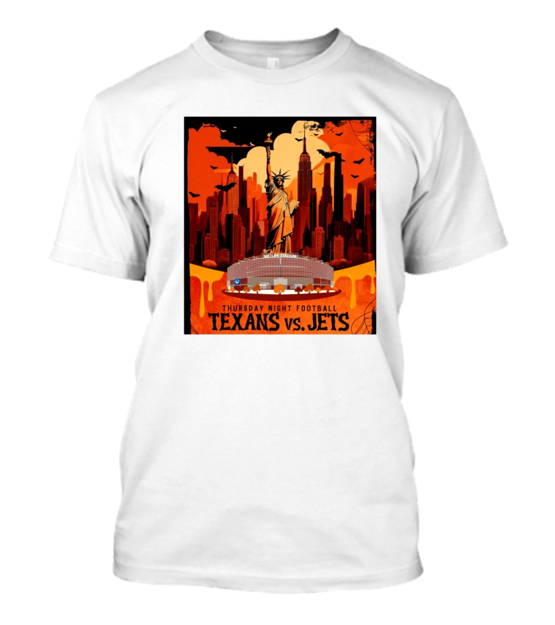 Thursday Night Football Texans Vs Jets Metlife Stadium Spooky Nights In The City That Never Sleeps T-Shirt
