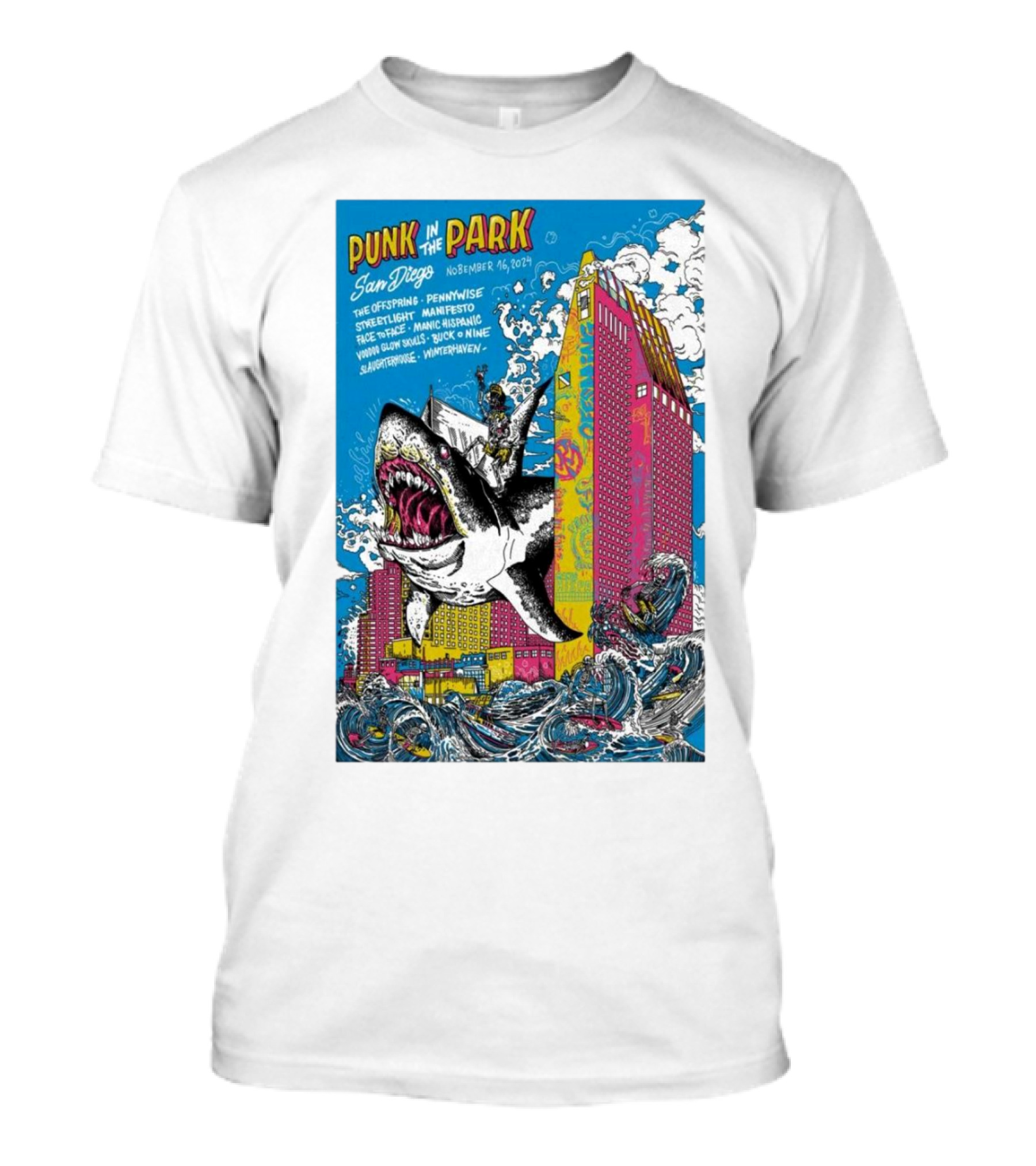 Punk In The Park San Diego Nov 16 2024 The Offspring Pennywise Rancid Me First And The Gimme Gimmes Save Ferris The Suicide Machines T-Shirt