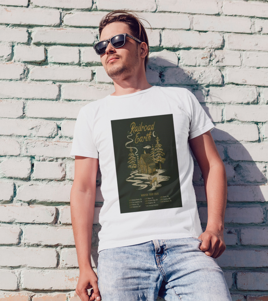Railroad Earth Winter Tour 2025 Solana Beach Los Angeles Riverside Petaluma Oakland Englewood Crystal Bay Aspen Royal Oak St. Louis Beach Bellingham Portland T-Shirt
