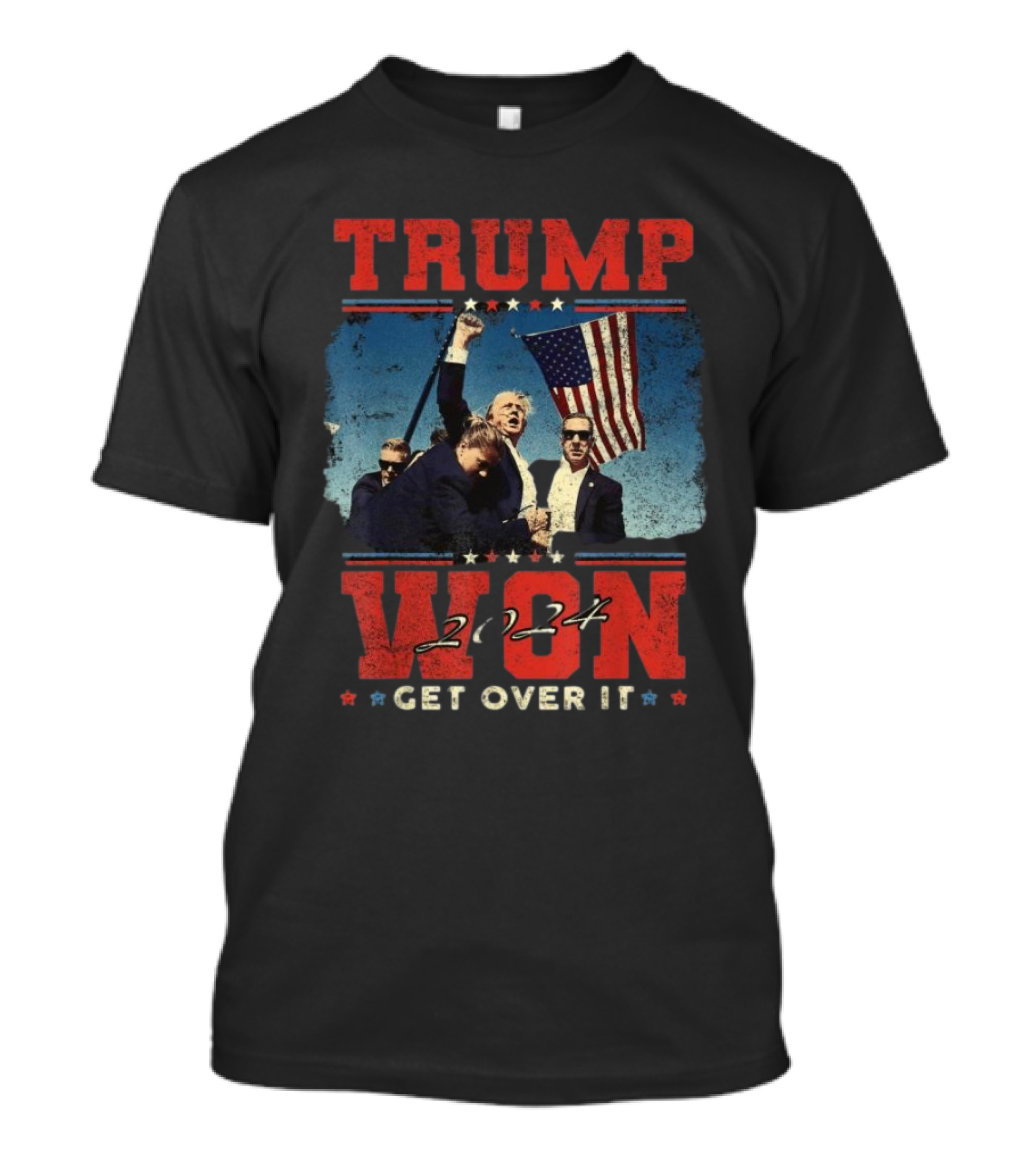 Trump Won Get Over It 2024 Victory Flag Raised T-Shirt
