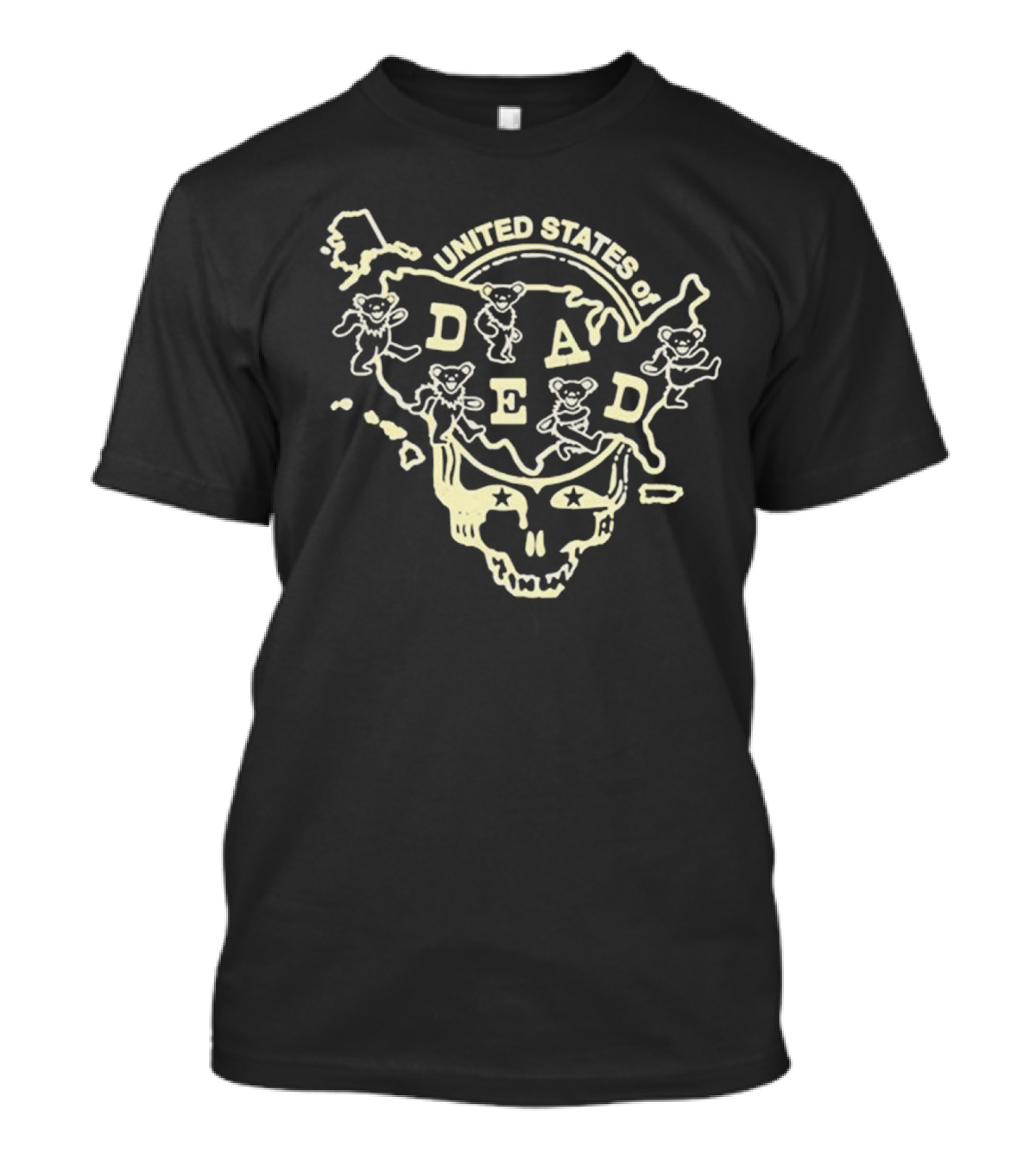 United States Of Dead Dancing Bears Skull Map T-Shirt