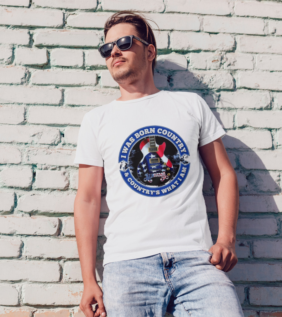 I Was Born Country And Country's What I Am Alabama Guitar USA Flag T-Shirt