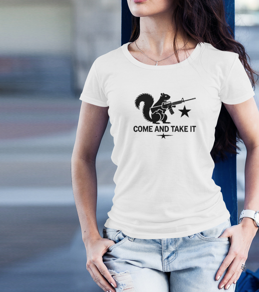 Peanut The Squirrel Holding Rifle Come And Take It Iconic Star T-Shirt